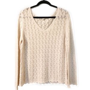 J. Jill Open Knit Sweater with Scalloped Hem
